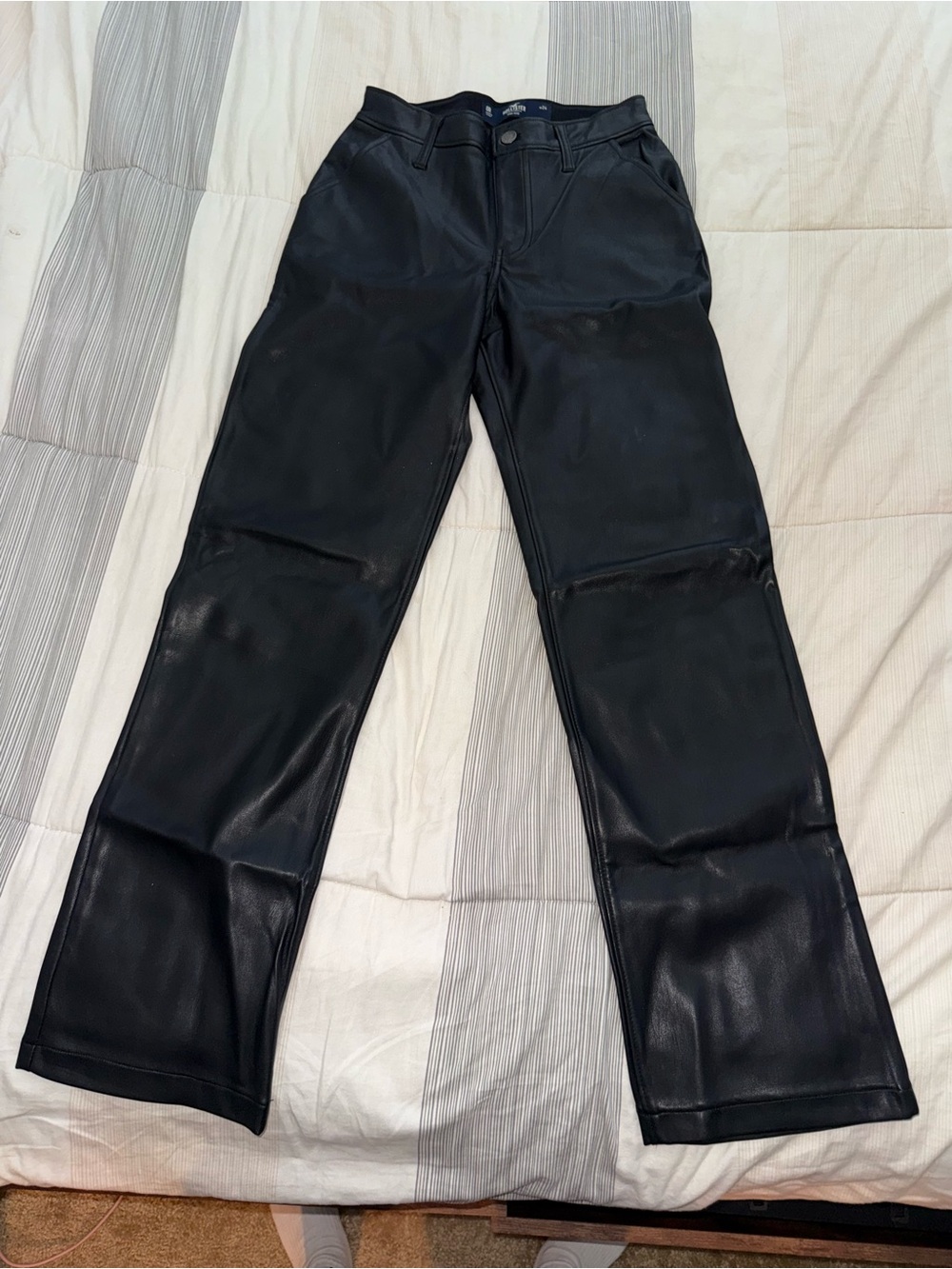 Hollister Black Faux Leather Straight Leg Pants